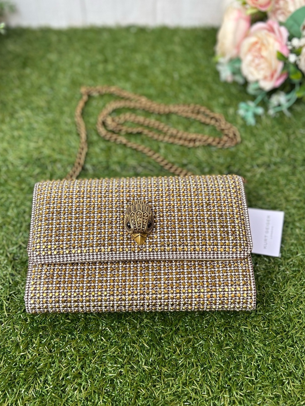 Kurt Geiger Kensington Beige Crystal Cross Body Bag  new/ dust bag - Picture 7 of 16